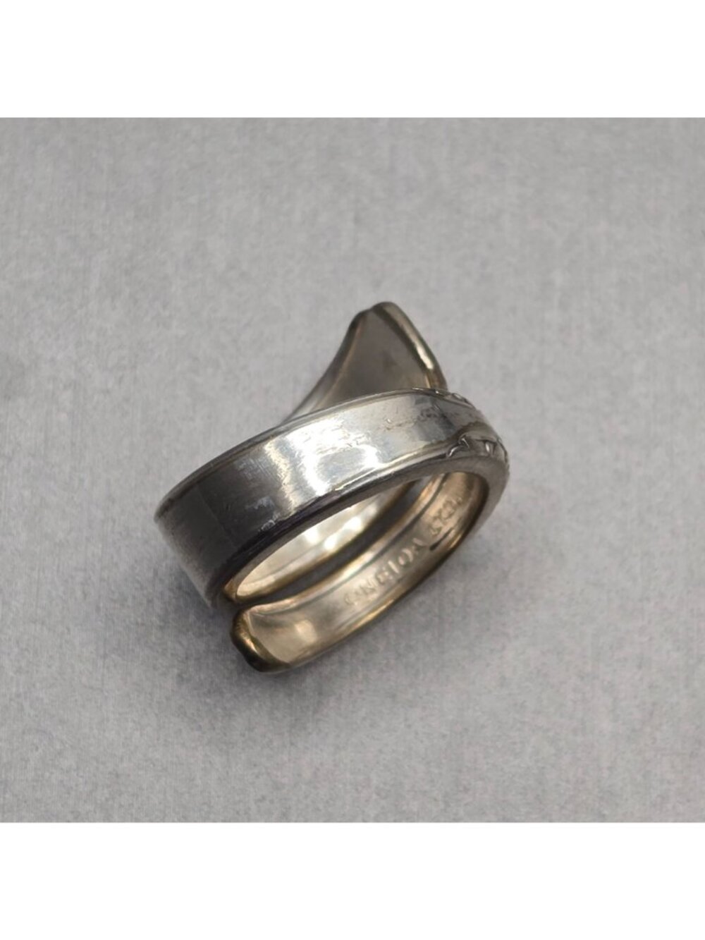Vintage Oneida Silver Spoon Ring Size 6 Romford Floral Bypass Band 1939 - Picture 5 of 10